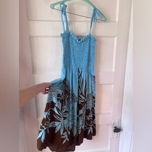 NWOT Hibiscus Collection Blue Smocked Dress size XL